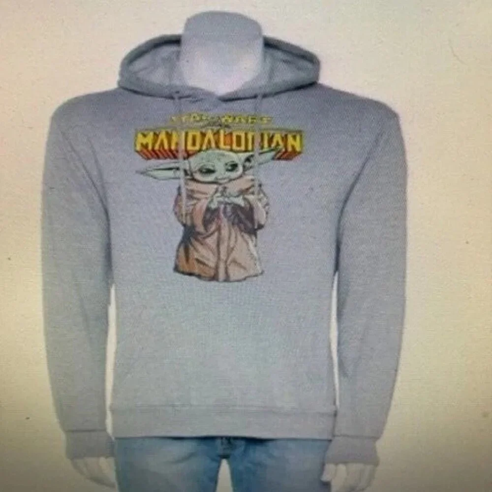 Star Wars Grogu Baby Yoda Mandalorian Mens Pullover Hoodie Sweatshirt Size Large - Picture 5 of 5